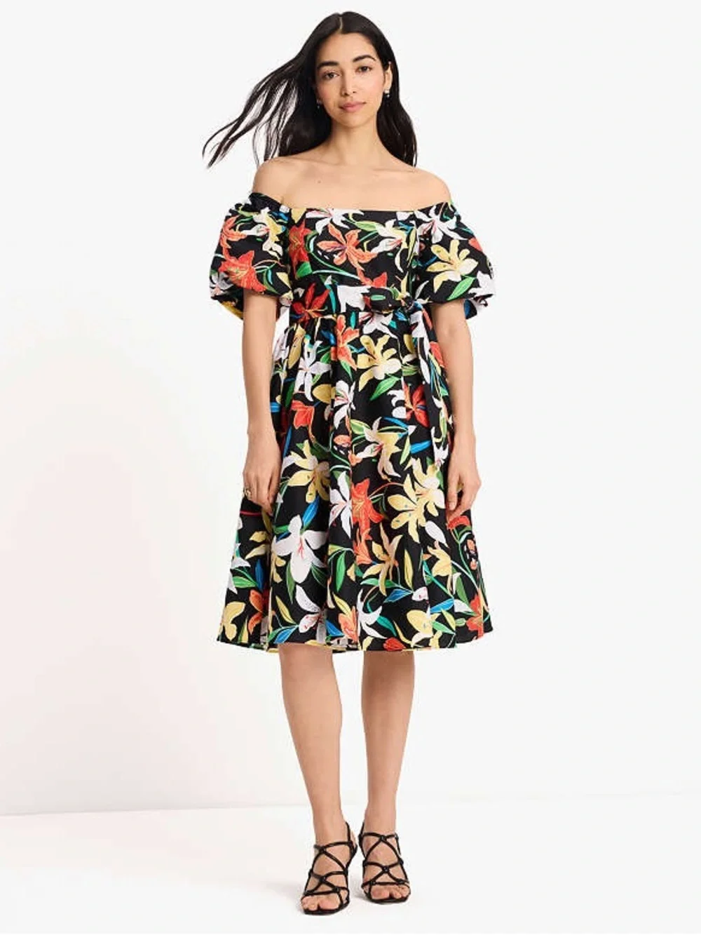 NWT Kate Spade Summer Lillies Off the Shoulder Floral Dress L
